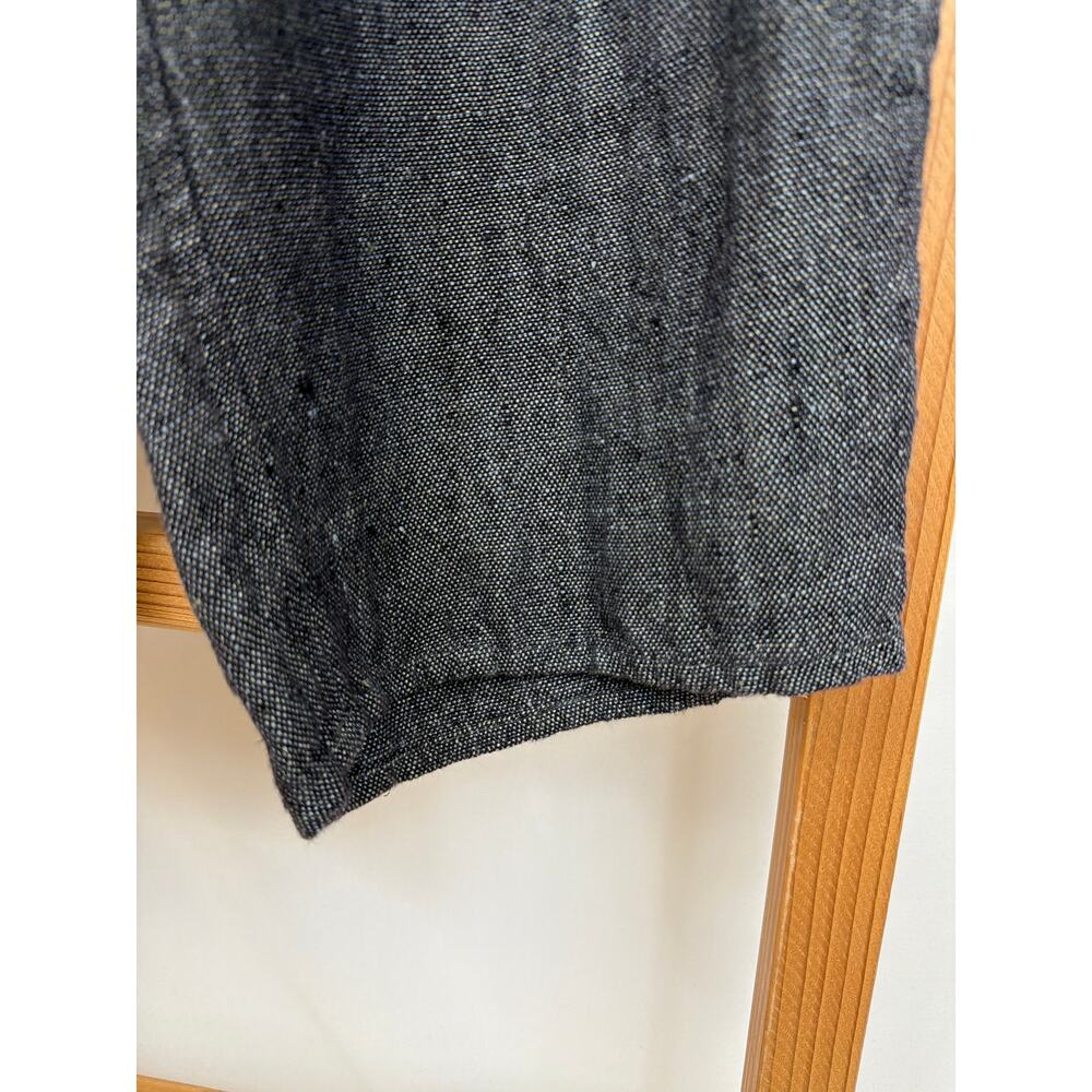 Flax Black Gray Elastic Waist Front Pockets Linen Lagenlook Pants Lithuania 3X - Picture 3 of 7